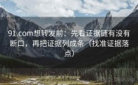 91.com想转发前：先看证据链有没有断口，再把证据列成条（找准证据落点）