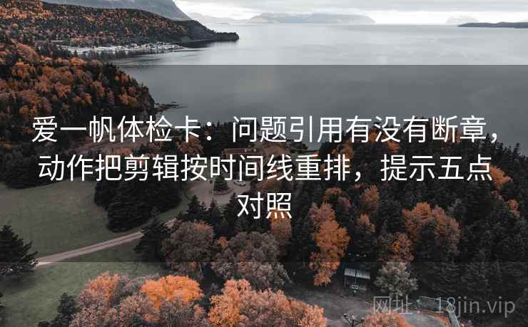 爱一帆体检卡：问题引用有没有断章，动作把剪辑按时间线重排，提示五点对照